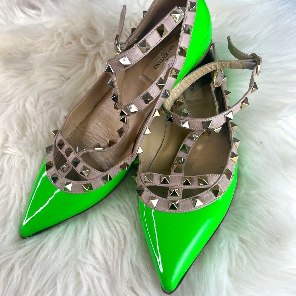 Valentino Rockstud T-Strap Flats